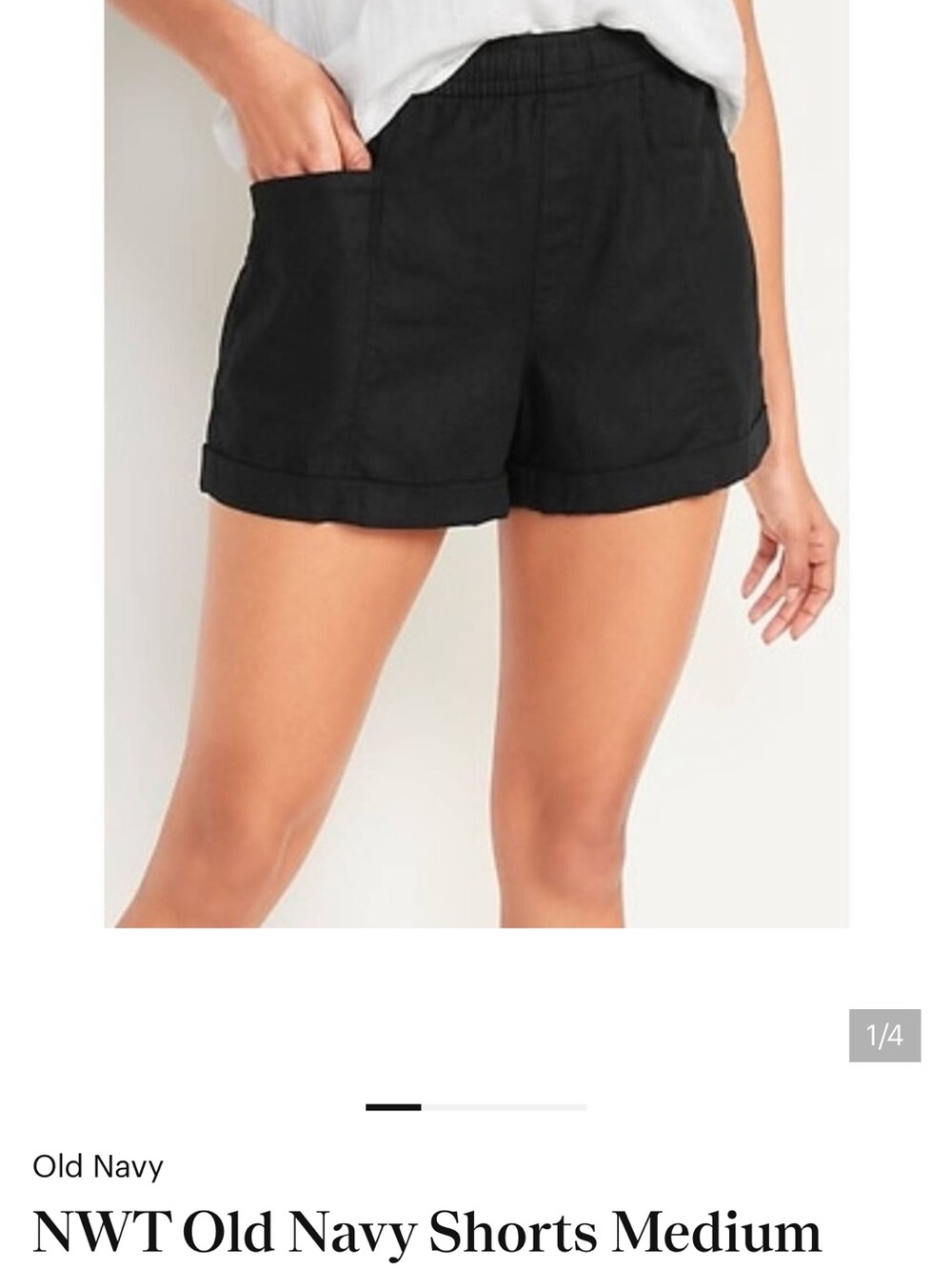 Old Navy Black High-Waist Cuffed linen shorts